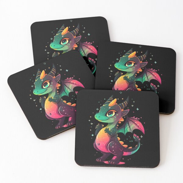 Item preview, Cute Magical Black Colorful Dragon Illustration designed and sold by DragonRealms.