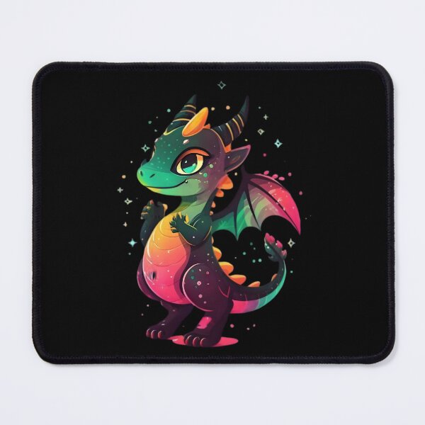 Item preview, Cute Magical Black Colorful Dragon Illustration designed and sold by DragonRealms.