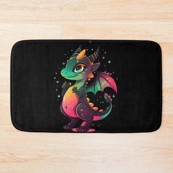 Item preview, Cute Magical Black Colorful Dragon Illustration designed and sold by DragonRealms.