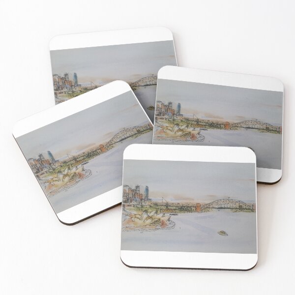 Item preview, Sydney Harbour Watercolour Dotwork designed and sold by Drawn By Hand Designs.
