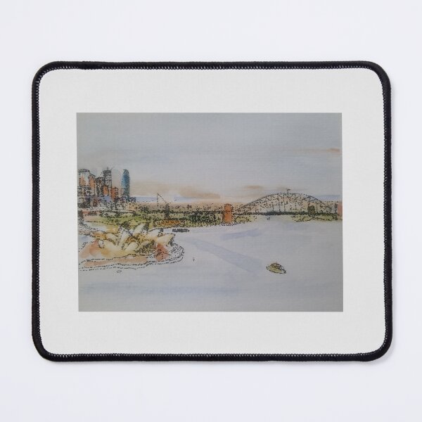 Item preview, Sydney Harbour Watercolour Dotwork designed and sold by Drawn By Hand Designs.