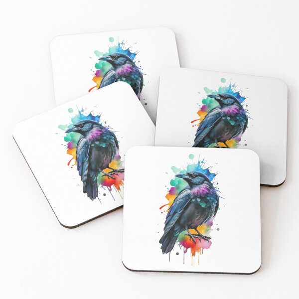 Item preview, American Crow Watercolor Painting Colorful designed and sold by StefanSchmitArt.