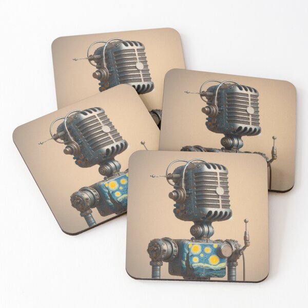 Item preview, Vintage Microphone Robot Wearing Van Gogh’s Starry Night designed and sold by Star-Fragment.