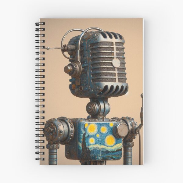 Item preview, Vintage Microphone Robot Wearing Van Gogh’s Starry Night designed and sold by Star-Fragment.