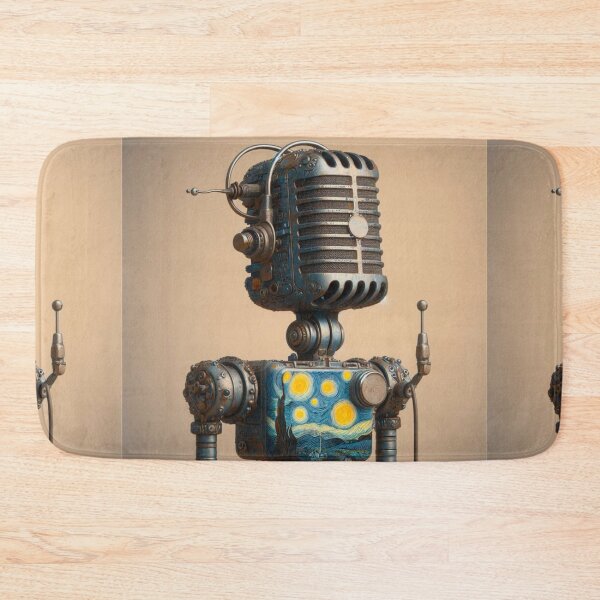 Item preview, Vintage Microphone Robot Wearing Van Gogh’s Starry Night designed and sold by Star-Fragment.