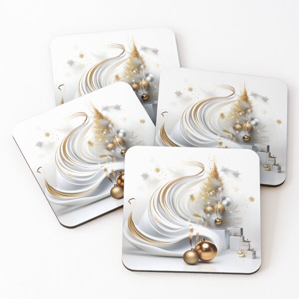 Item preview, Árbol de Navidad de cerámica blanca abstracto con detalles dorados designed and sold by dcrc.
