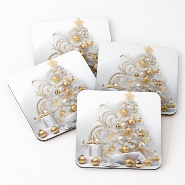 Item preview, Árbol de Navidad de cerámica blanca abstracto con detalles dorados designed and sold by dcrc.