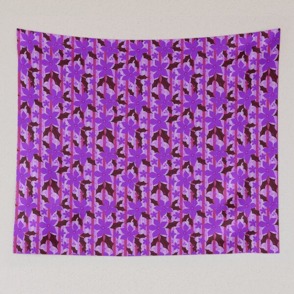 Item preview, Retro Christmas floral and freshness of blooms. in purple palate designed and sold by Kaushlydraw.