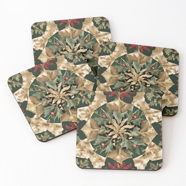 Item preview, Golden Holly Kaleidoscope designed and sold by cozycozyart.