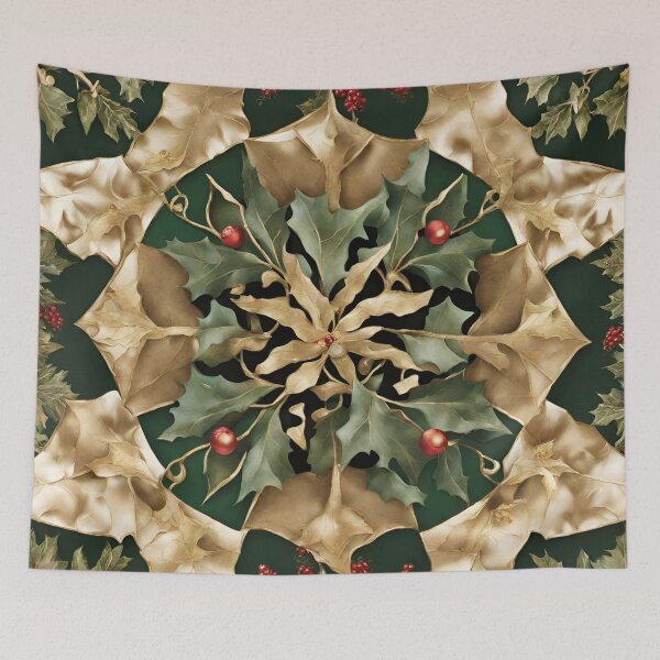 Item preview, Golden Holly Kaleidoscope designed and sold by cozycozyart.