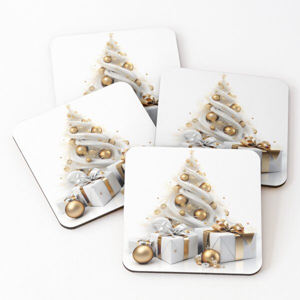 Item preview, Árbol de Navidad de cerámica blanca abstracto con detalles dorados designed and sold by dcrc.