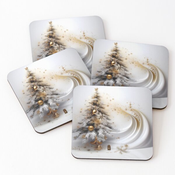 Item preview, Árbol de Navidad de cerámica blanca abstracto con detalles dorados designed and sold by dcrc.