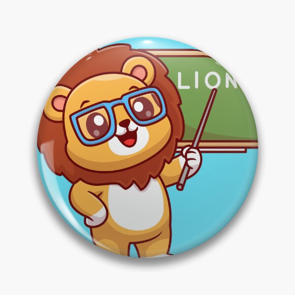 Item preview, Wise Mane Tutor: Cute Lion Teacher with Board Cartoon Vector Icon Illustration designed and sold by hjian8219.
