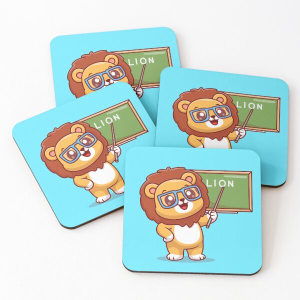 Item preview, Wise Mane Tutor: Cute Lion Teacher with Board Cartoon Vector Icon Illustration designed and sold by hjian8219.