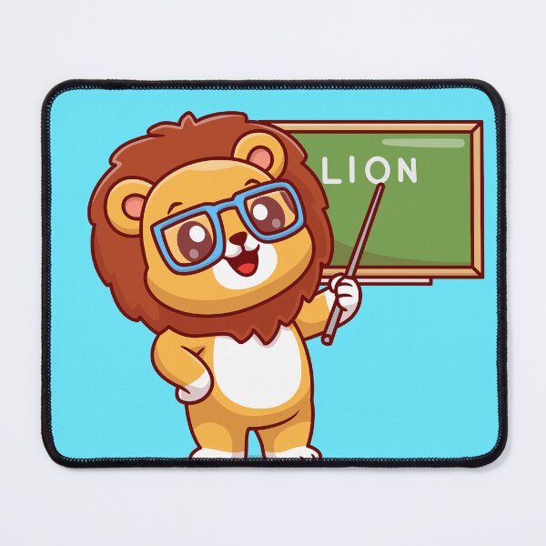 Item preview, Wise Mane Tutor: Cute Lion Teacher with Board Cartoon Vector Icon Illustration designed and sold by hjian8219.