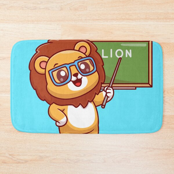Item preview, Wise Mane Tutor: Cute Lion Teacher with Board Cartoon Vector Icon Illustration designed and sold by hjian8219.