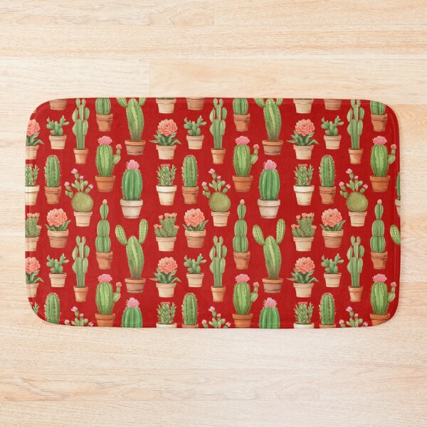 Item preview, Cactus Drawing Seamless Pattern Red Crimson background designed and sold by Sototos® ⭐⭐⭐⭐⭐.