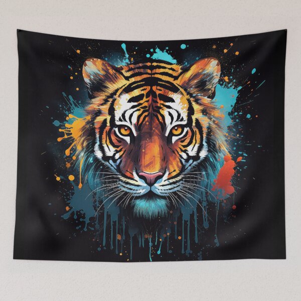 Item preview, Colorful Tiger on Black 02 designed and sold by Elisabeth Lucas.