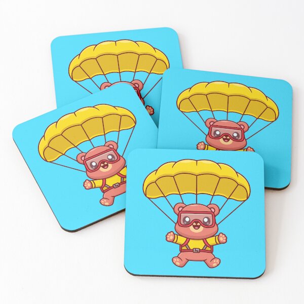 Item preview, Airborne Adventure: Cute Bear Flying with Parachute Cartoon Vector Icon Illustration designed and sold by hjian8219.