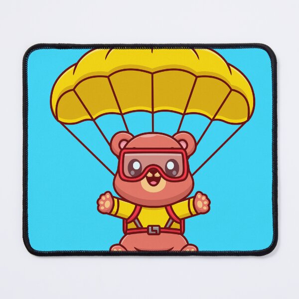 Item preview, Airborne Adventure: Cute Bear Flying with Parachute Cartoon Vector Icon Illustration designed and sold by hjian8219.