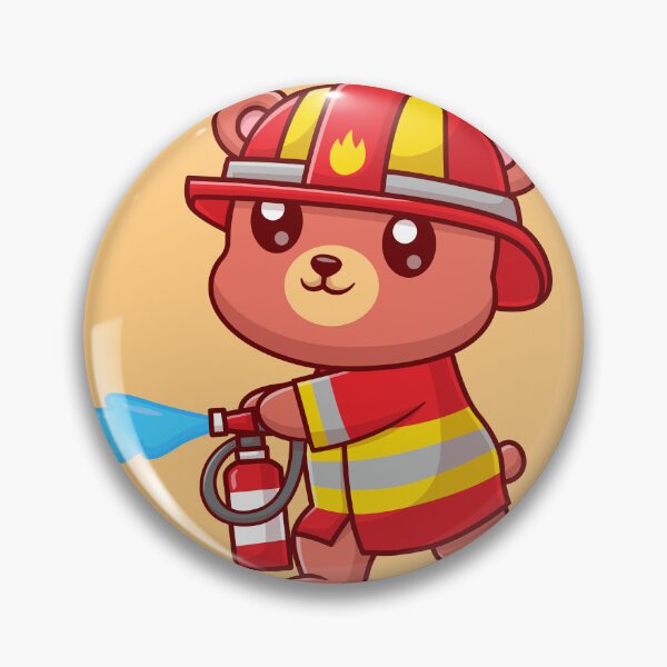 Item preview, Heroic Bear Rescuer: Cute Bear Firefighter with Water Hose Cartoon Vector Icon Illustration designed and sold by hjian8219.