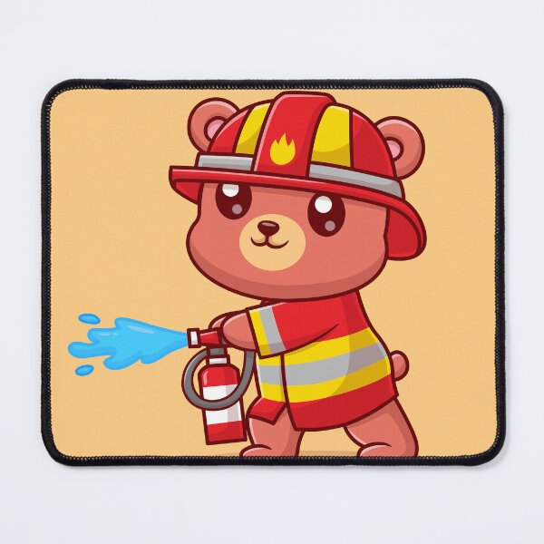 Item preview, Heroic Bear Rescuer: Cute Bear Firefighter with Water Hose Cartoon Vector Icon Illustration designed and sold by hjian8219.