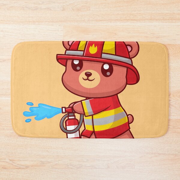 Item preview, Heroic Bear Rescuer: Cute Bear Firefighter with Water Hose Cartoon Vector Icon Illustration designed and sold by hjian8219.