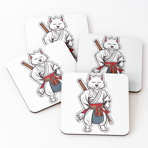 Item preview, Cute Japan samurai white dog designed and sold by KorArtStudio.