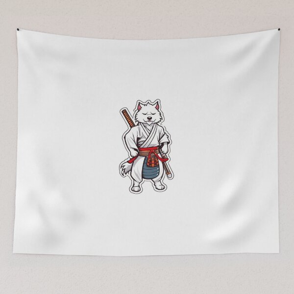 Item preview, Cute Japan samurai white dog designed and sold by KorArtStudio.
