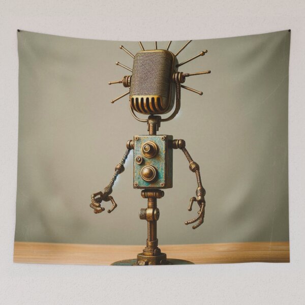 Item preview, Impressionist Style Vintage Microphone Robot designed and sold by Star-Fragment.
