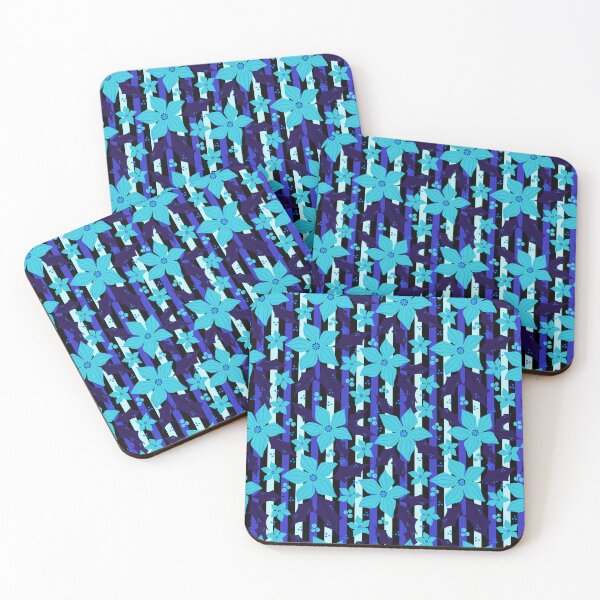 Item preview, Retro Christmas floral and freshness of blooms. in blue palate designed and sold by Kaushlydraw.