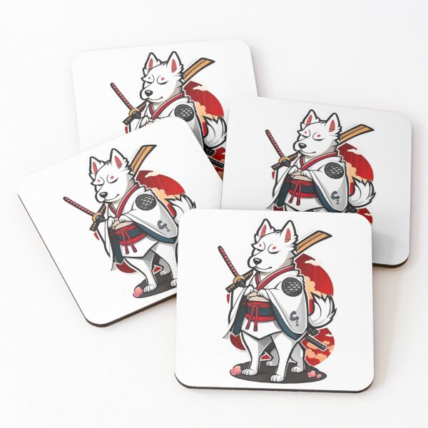 Item preview, Cute Japan samurai puppy white dog designed and sold by KorArtStudio.