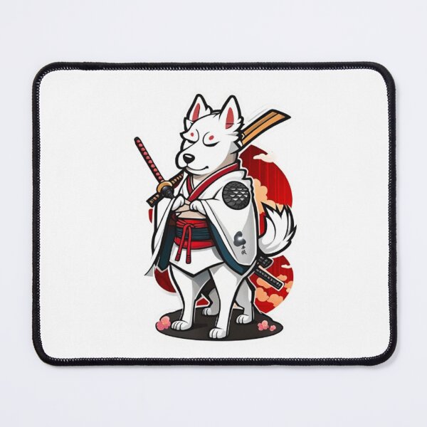 Item preview, Cute Japan samurai puppy white dog designed and sold by KorArtStudio.
