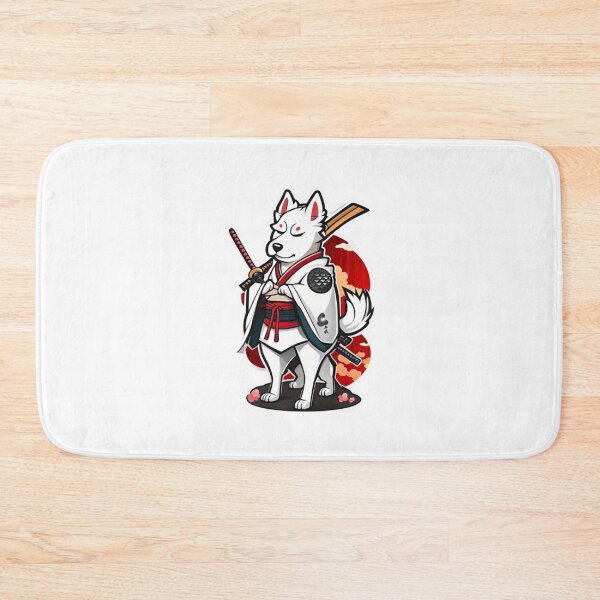 Item preview, Cute Japan samurai puppy white dog designed and sold by KorArtStudio.