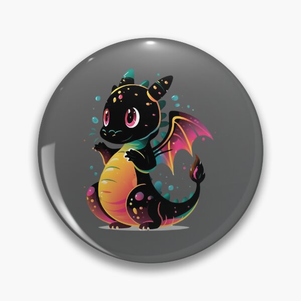 Item preview, Cute Magical Black Colorful Dragon Illustration designed and sold by DragonRealms.