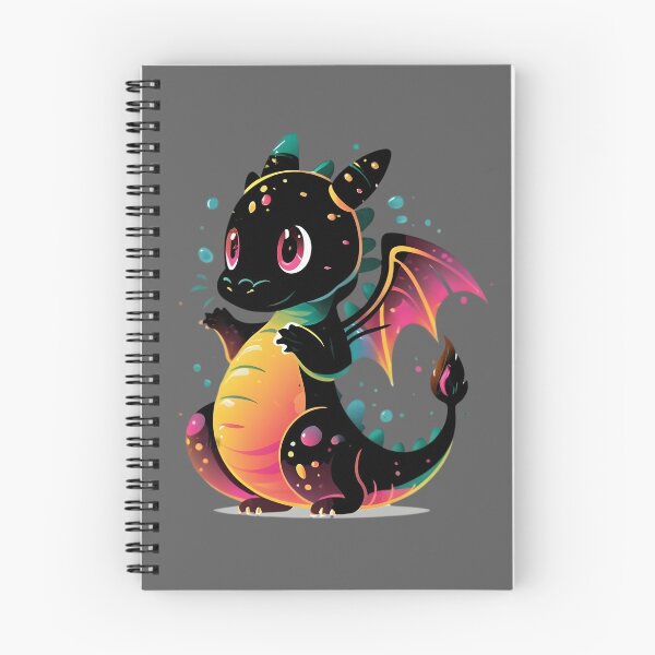 Item preview, Cute Magical Black Colorful Dragon Illustration designed and sold by DragonRealms.