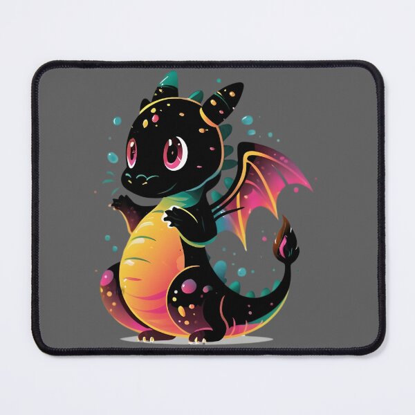 Item preview, Cute Magical Black Colorful Dragon Illustration designed and sold by DragonRealms.