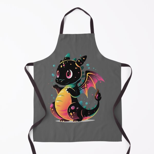 Item preview, Cute Magical Black Colorful Dragon Illustration designed and sold by DragonRealms.