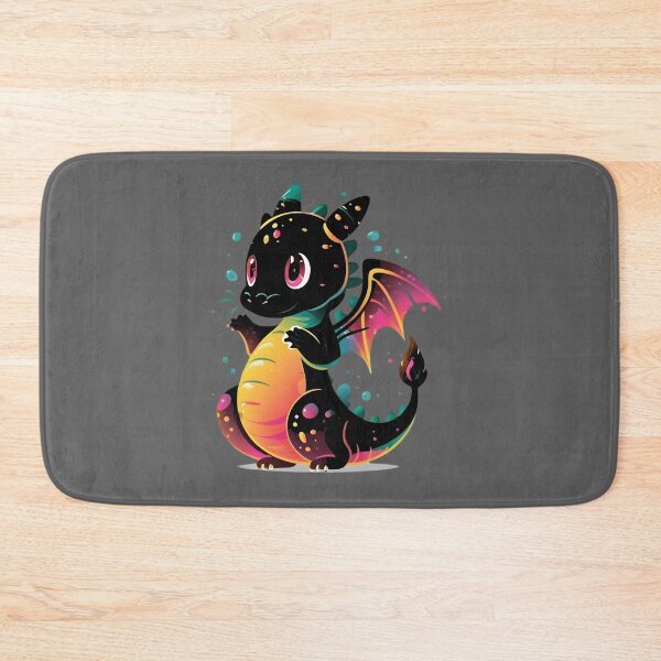 Item preview, Cute Magical Black Colorful Dragon Illustration designed and sold by DragonRealms.