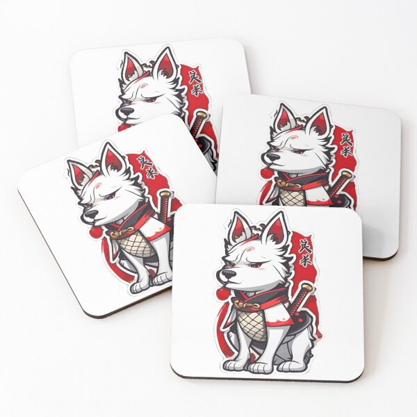 Item preview, Cool Japan samurai puppy white dog designed and sold by KorArtStudio.