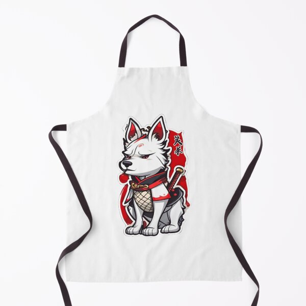 Item preview, Cool Japan samurai puppy white dog designed and sold by KorArtStudio.