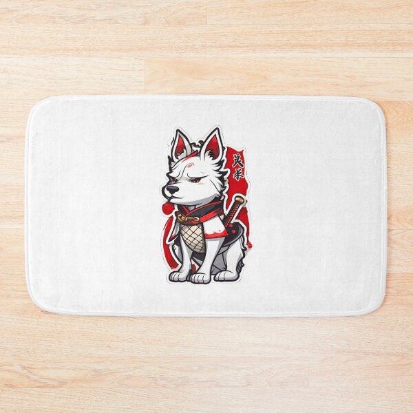 Item preview, Cool Japan samurai puppy white dog designed and sold by KorArtStudio.