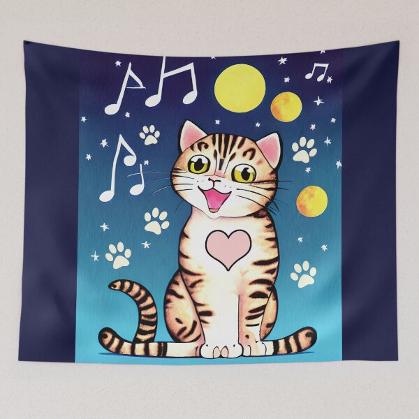 Item preview, Cat singing in space designed and sold by Artbellachi.
