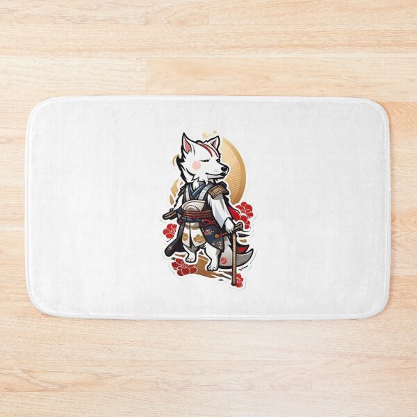 Item preview, Japan samurai katana white dog designed and sold by KorArtStudio.