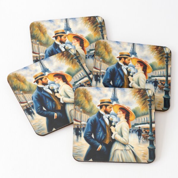Item preview, Romantic couple in Paris with Eiffel Tower designed and sold by JackFreestone.