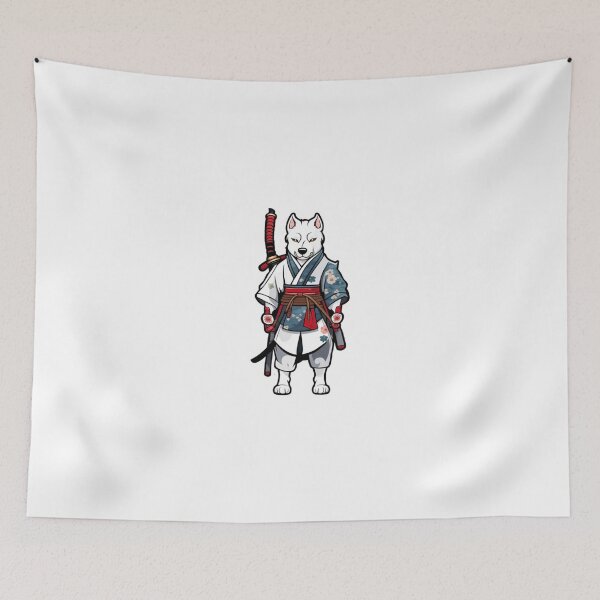 Item preview, Cute Japan samurai katana white dog designed and sold by KorArtStudio.