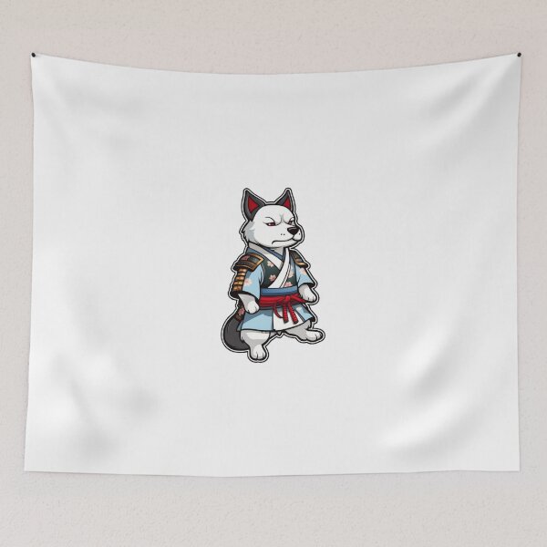 Item preview, Cool Japan samurai katana white dog designed and sold by KorArtStudio.