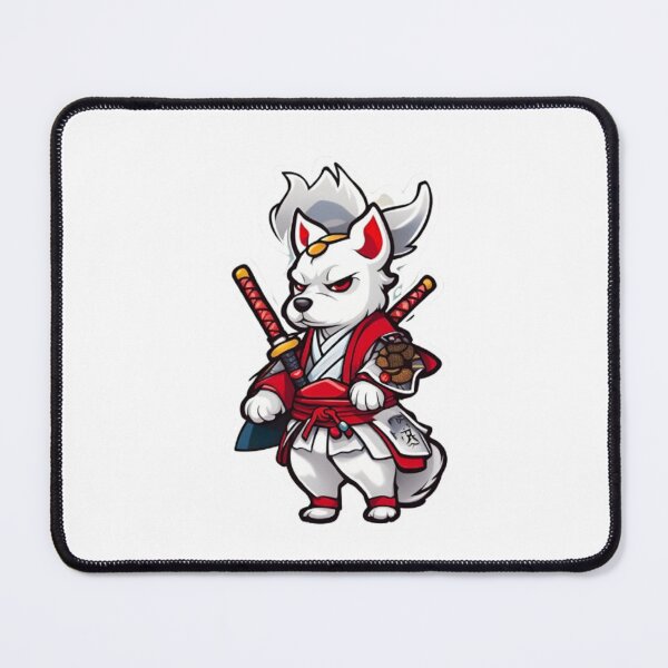 Item preview, Cute Japan samurai katana puppy white dog designed and sold by KorArtStudio.