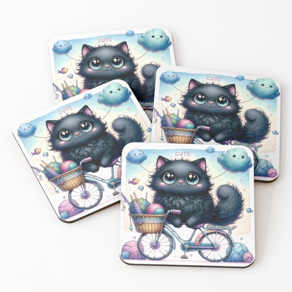 Item preview, Fluffy Kitten Yarn Adventure Illustration designed and sold by inkArtistryfine.
