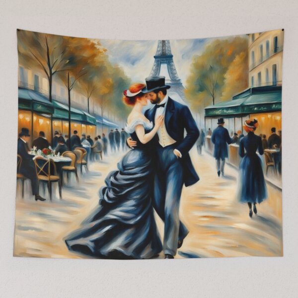 Item preview, Romantic couple in Paris with Eiffel Tower designed and sold by JackFreestone.